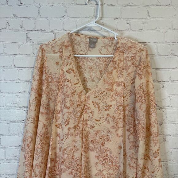 Chico's Pink Asymmetrical Tie Front Blouse - Picture 2 of 6